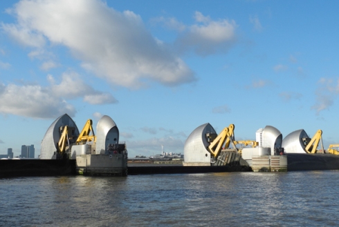 Thames Barrier gates being raised